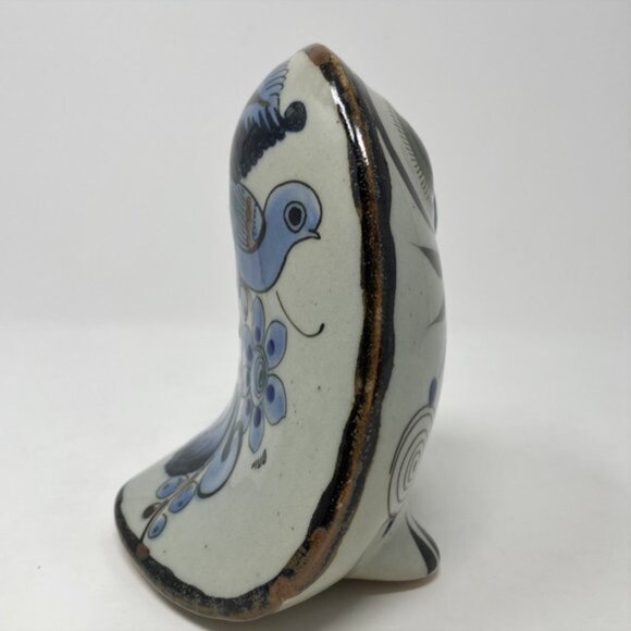 Tonala Owl Mexican Folk Art Pottery Figurine Hand Painted Bird & Flowers Design - Picture 5 of 13